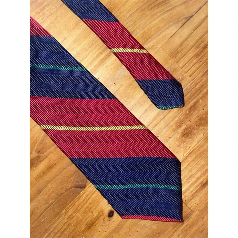 Nautica‎ Neck Tie Men Red Blue Herringbone Colorful Wedding Business Meetings